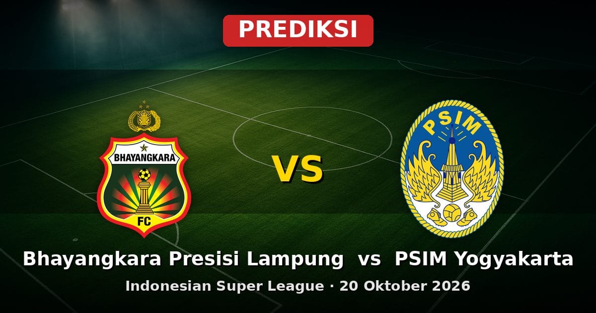 Prediksi Bhayangkara Presisi Lampung vs PSIM Yogyakarta Indonesian Super League 20 Okt 2026