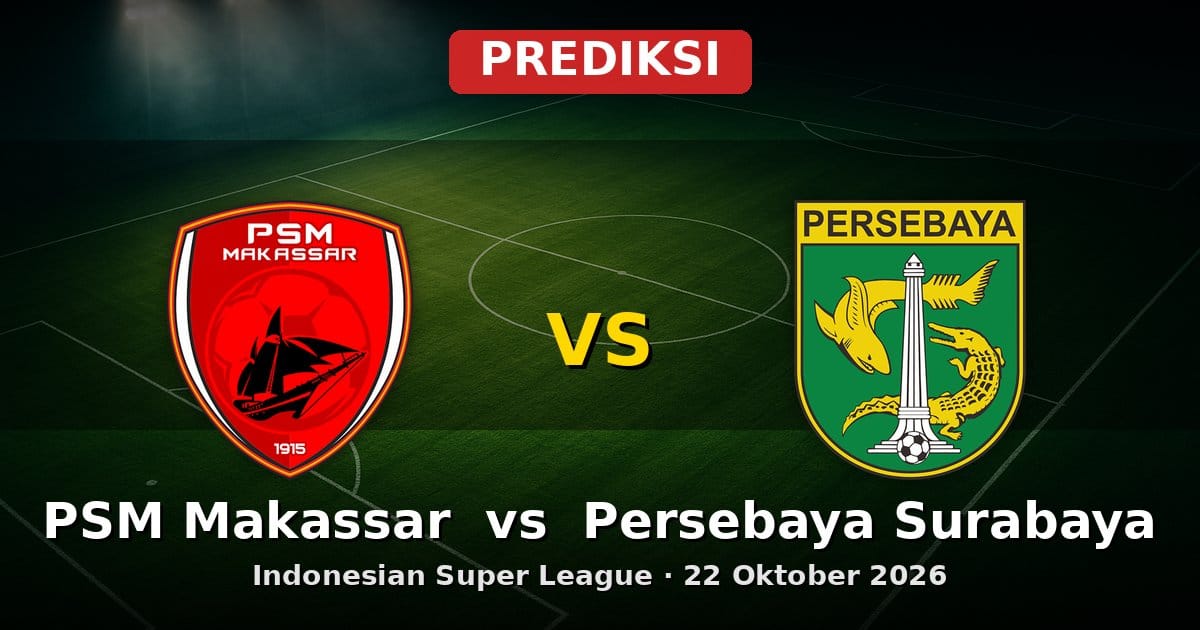 Prediksi PSM Makassar vs Persebaya Surabaya Liga 1 22 Oktober 2026